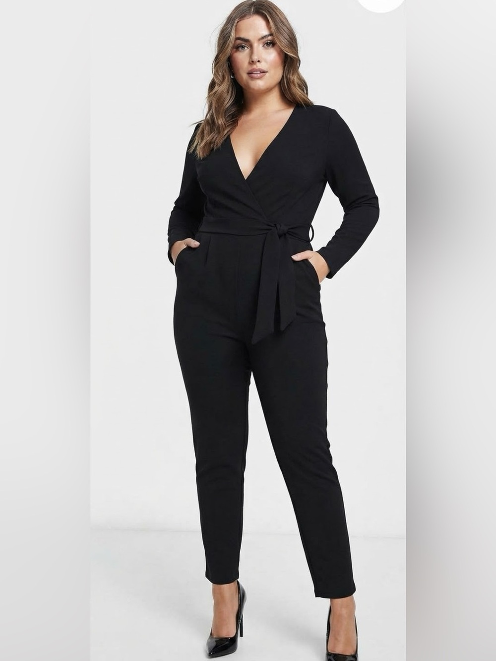 Closet London TIE WAIST KIMONO JUMPSUIT IN BLACK